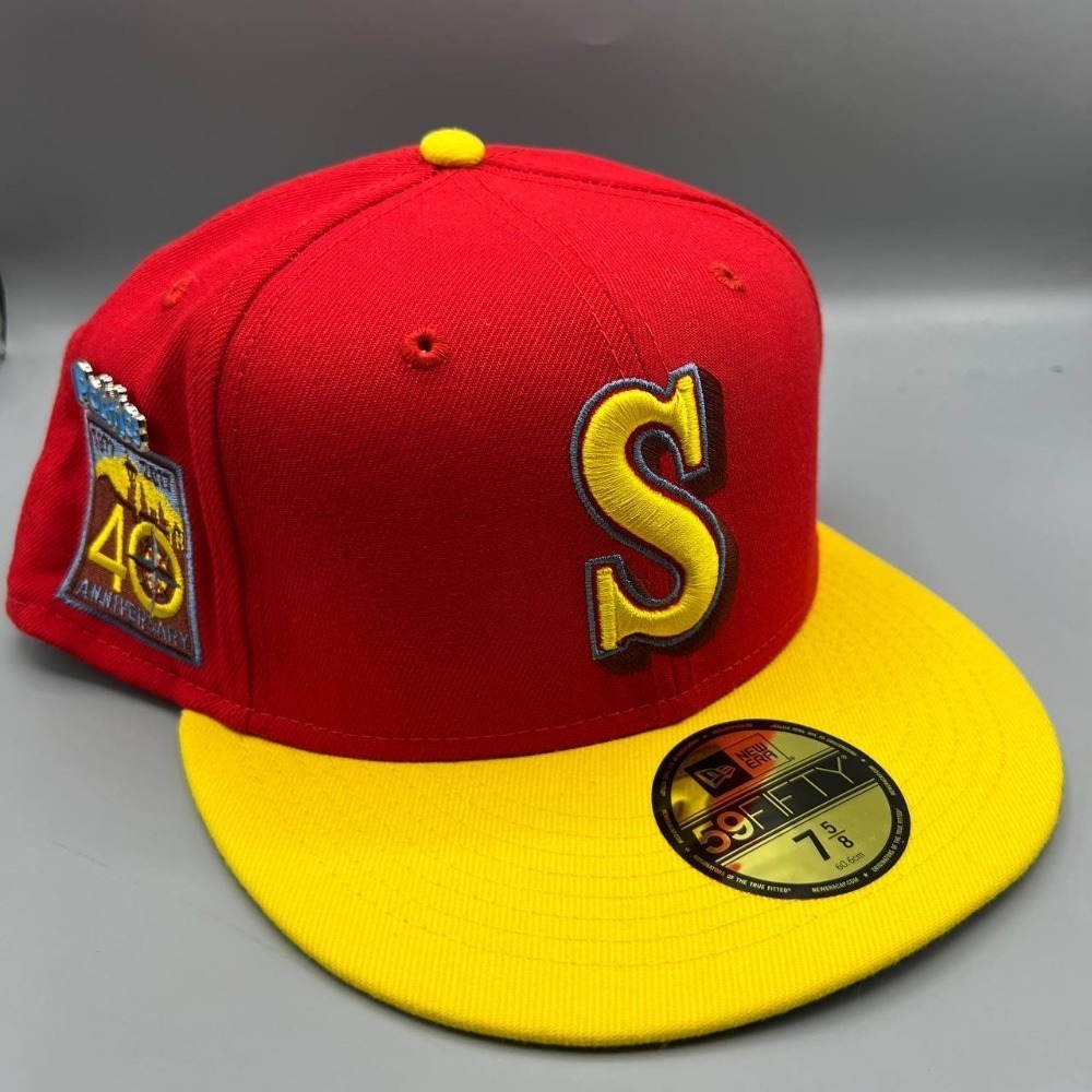 Seattle Mariners Hat Men 7 5/8 Red Superman 59Fifty New Era Fitted Cap